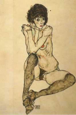 Egon Schiele Seated Female Nude,Elbows Resting on Right Knee (mk12) France oil painting art